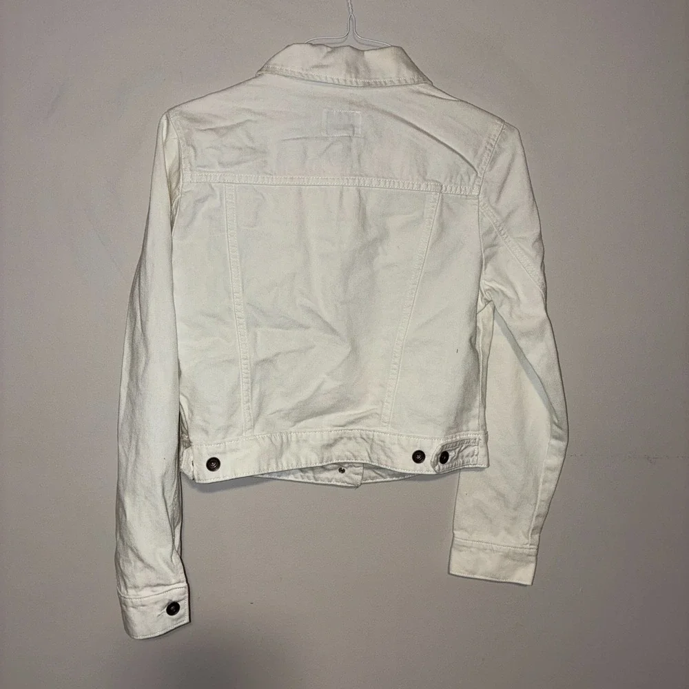 White Denim Jean Jacket Womens Medium Trucker Button Up Stylus